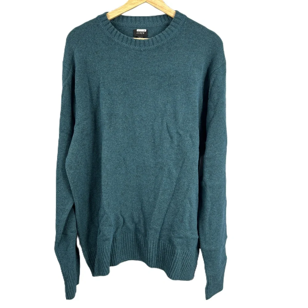 J.Crew Men’s Sweater Teal Rugged‎ Merino Wool Crewneck Jumper Mens XL
